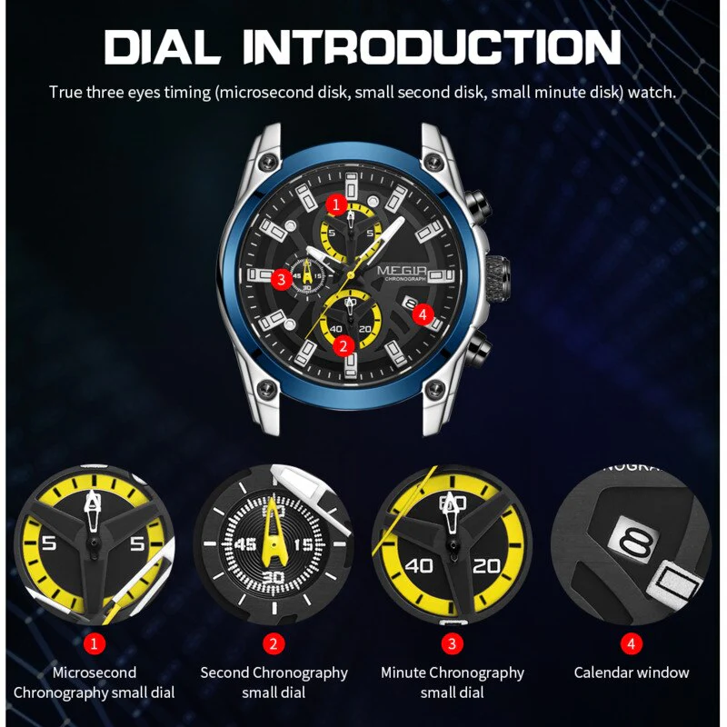 Quartz Watch For Men Original Blue Sport Top Luxury Chronograph WristWatch Military Luminous Big Dial Men Watch Reloj Hombre - Image 5