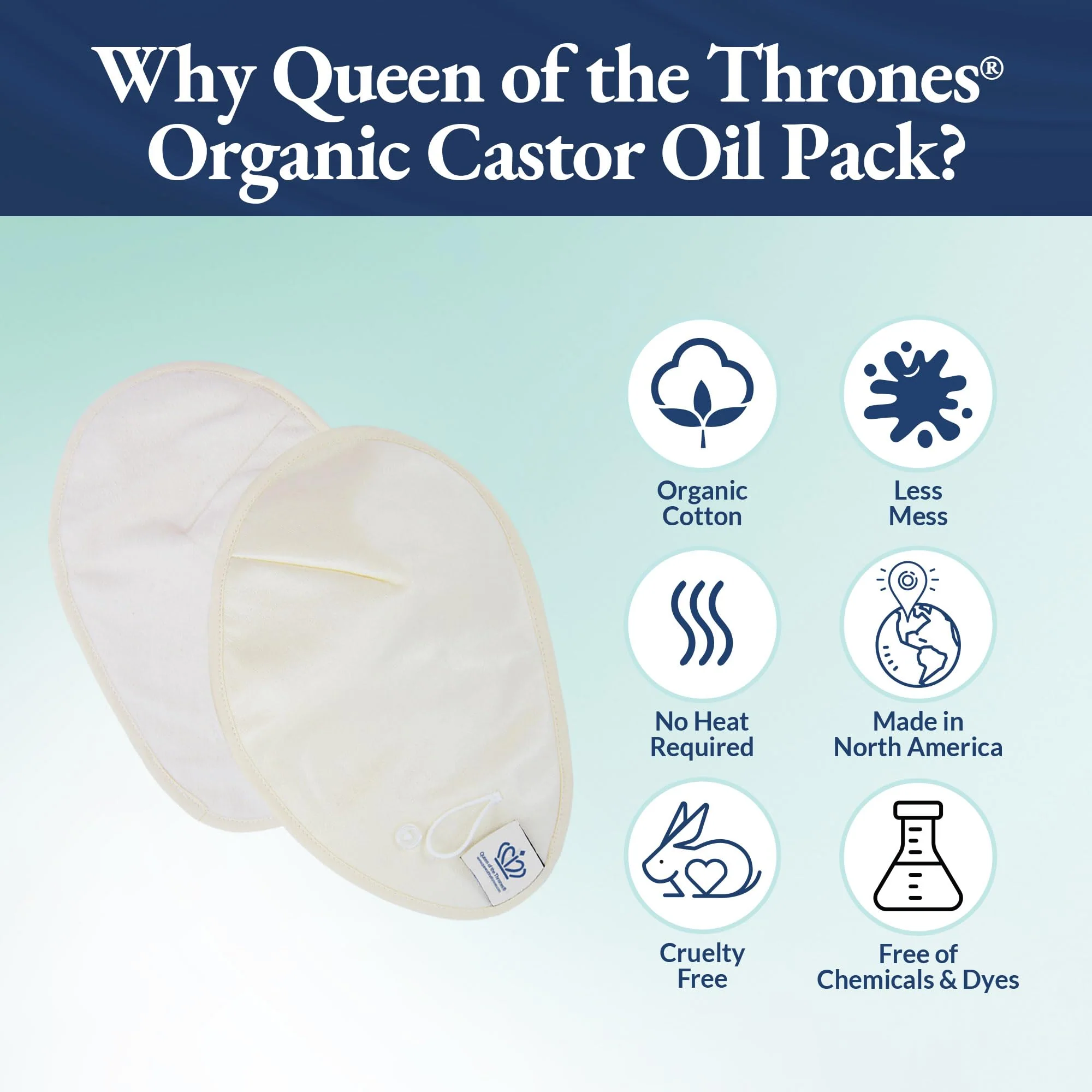 QUEEN OF THE THRONES Castor Oil Pack for Chest (Small) - Heatless, Less-Mess, Reusable - Organic Cotton Flannel, Comfort Fit, Soft Straps & Naturopathic Doctor Designed (Castor Oil Sold Separately) - Image 7