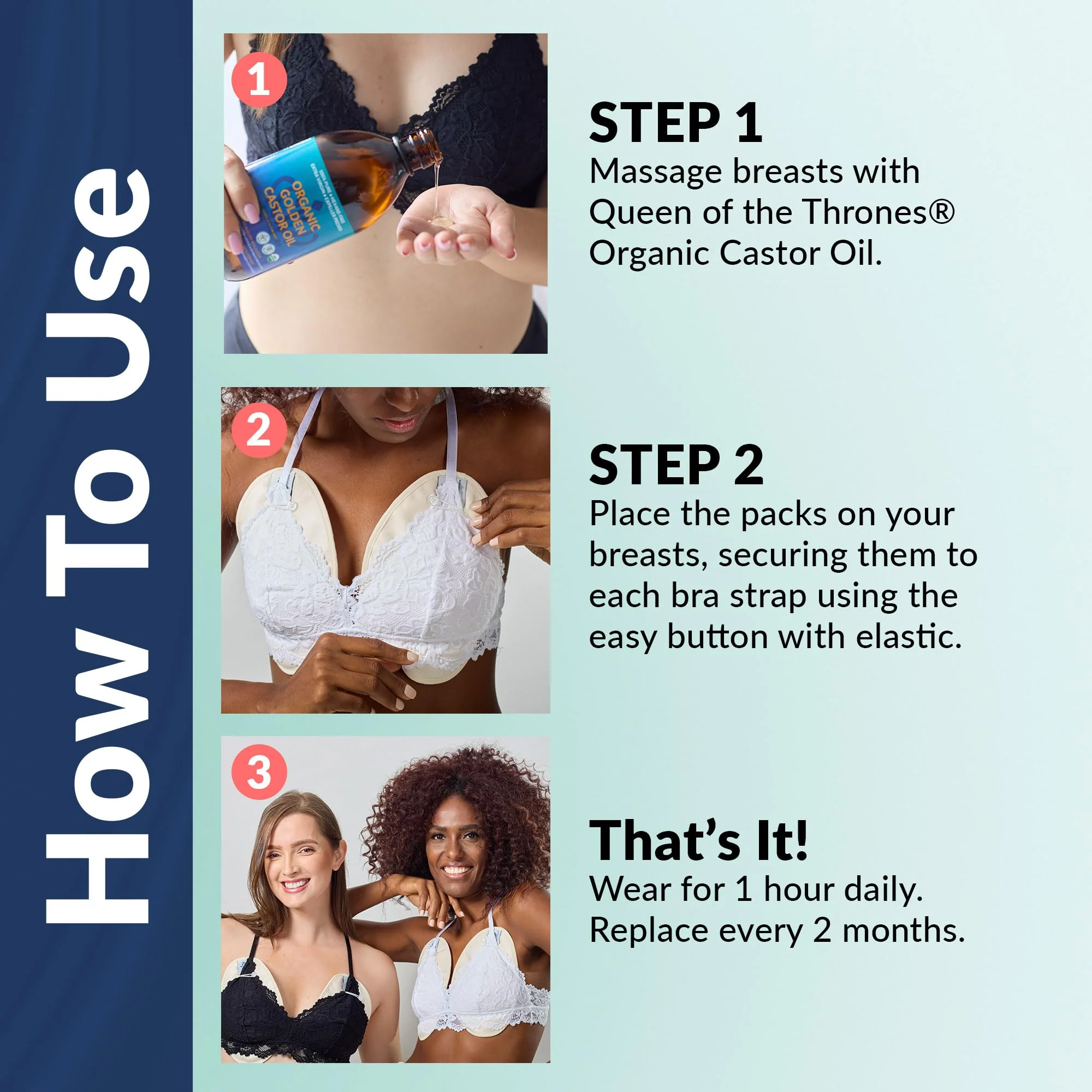QUEEN OF THE THRONES Castor Oil Pack for Chest (Small) - Heatless, Less-Mess, Reusable - Organic Cotton Flannel, Comfort Fit, Soft Straps & Naturopathic Doctor Designed (Castor Oil Sold Separately) - Image 8