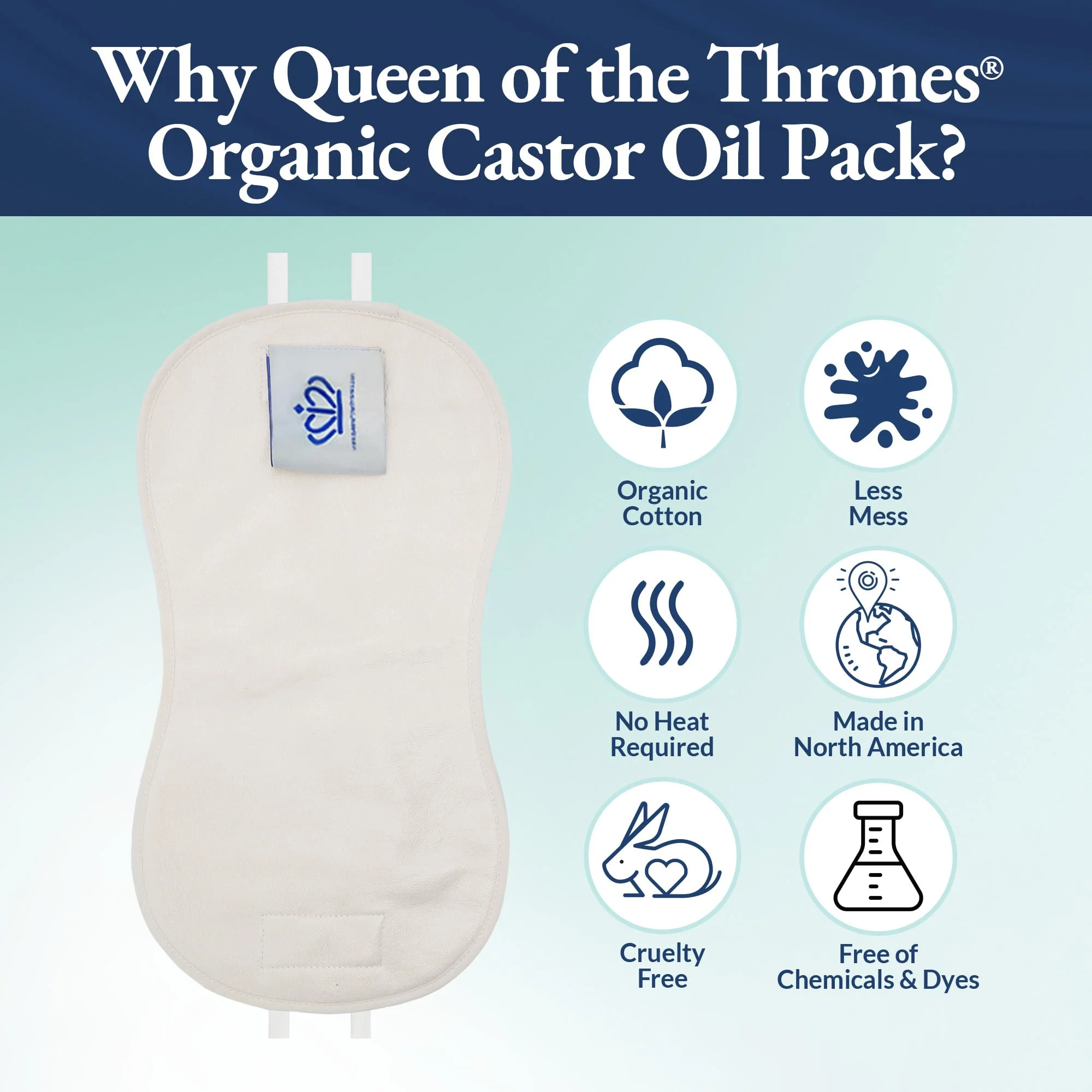 QUEEN OF THE THRONES Kids Castor Oil Pack - Organic Cotton Flannel (3.38oz Organic Castor Oil Included) - Image 7