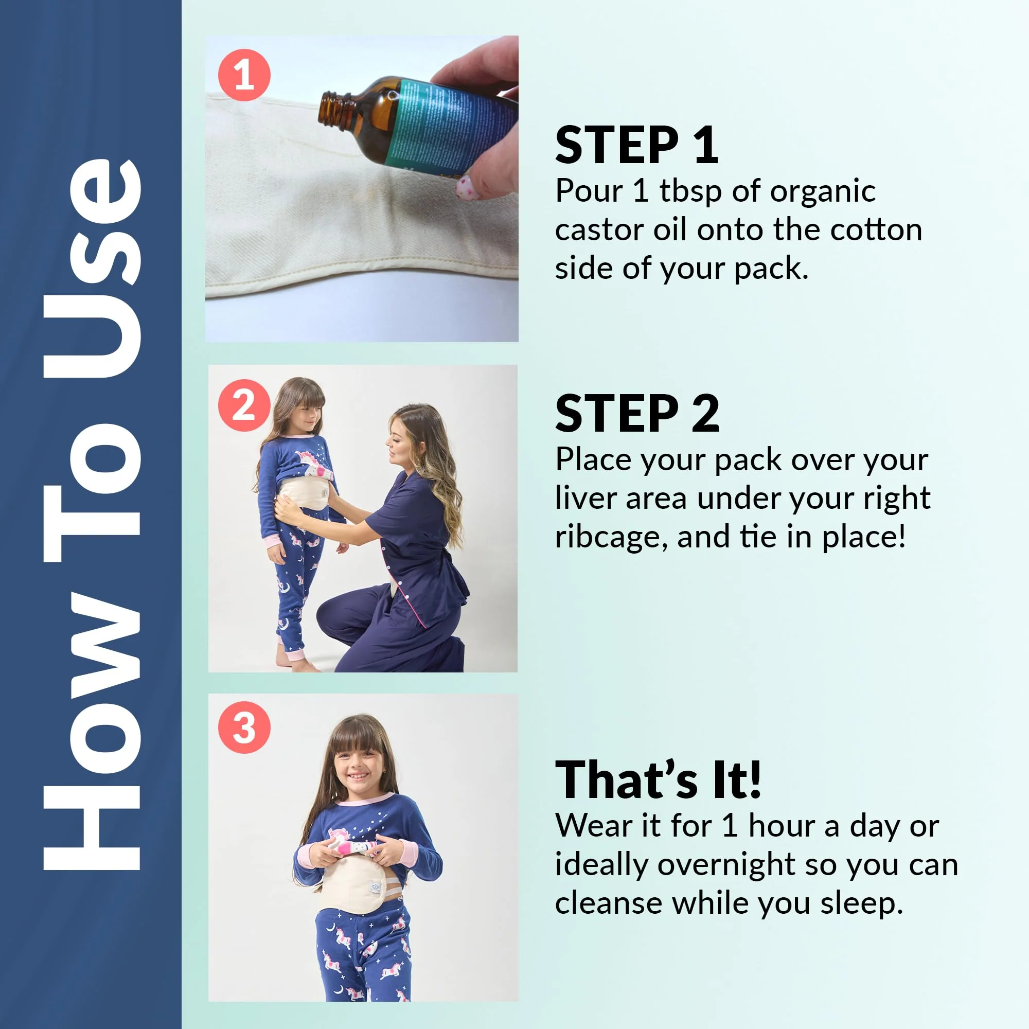 QUEEN OF THE THRONES Kids Castor Oil Pack - Organic Cotton Flannel (3.38oz Organic Castor Oil Included) - Image 8