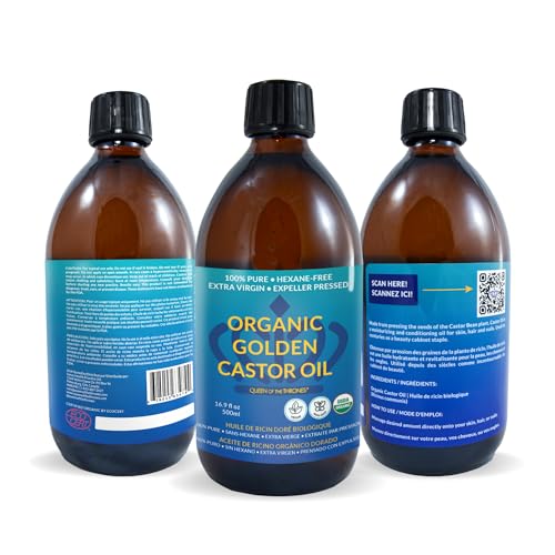 QUEEN OF THE THRONES Organic Golden Castor Oil - 500mL (16.9oz) | 100% Pure & Expeller Pressed for Hair, Skin & Digestion | Hexane Free | USDA Certified - Image 3