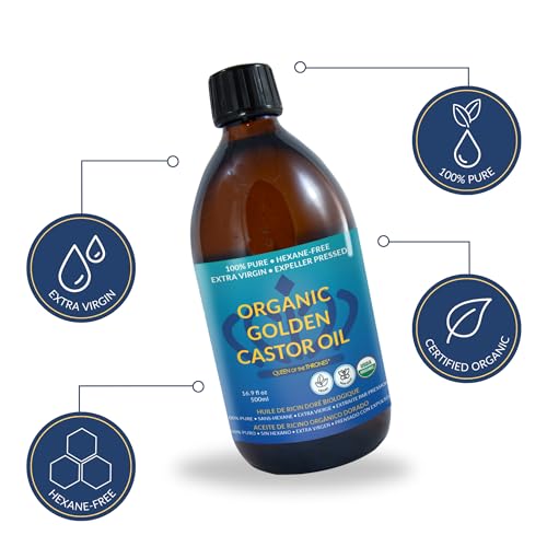 QUEEN OF THE THRONES Organic Golden Castor Oil - 500mL (16.9oz) | 100% Pure & Expeller Pressed for Hair, Skin & Digestion | Hexane Free | USDA Certified - Image 7