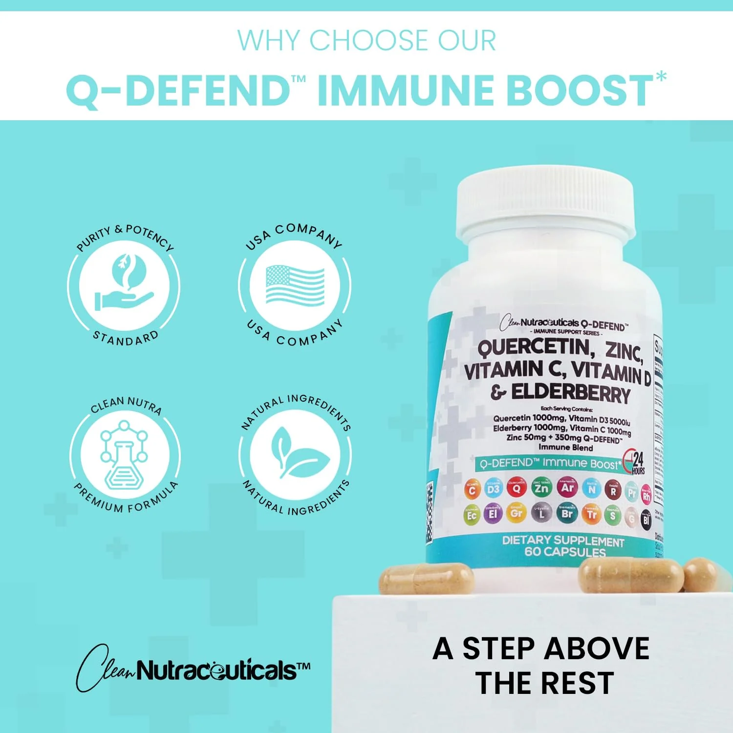 Quercetin 1000mg Zinc 50mg Vitamin C 1000mg Vitamin D 5000 IU Bromelain Elderberry - Lung Immune Defense Support Supplement Adults with Artemisinin, Sea Moss, Echinacea, Garlic Immunity Allergy Relief - Image 6