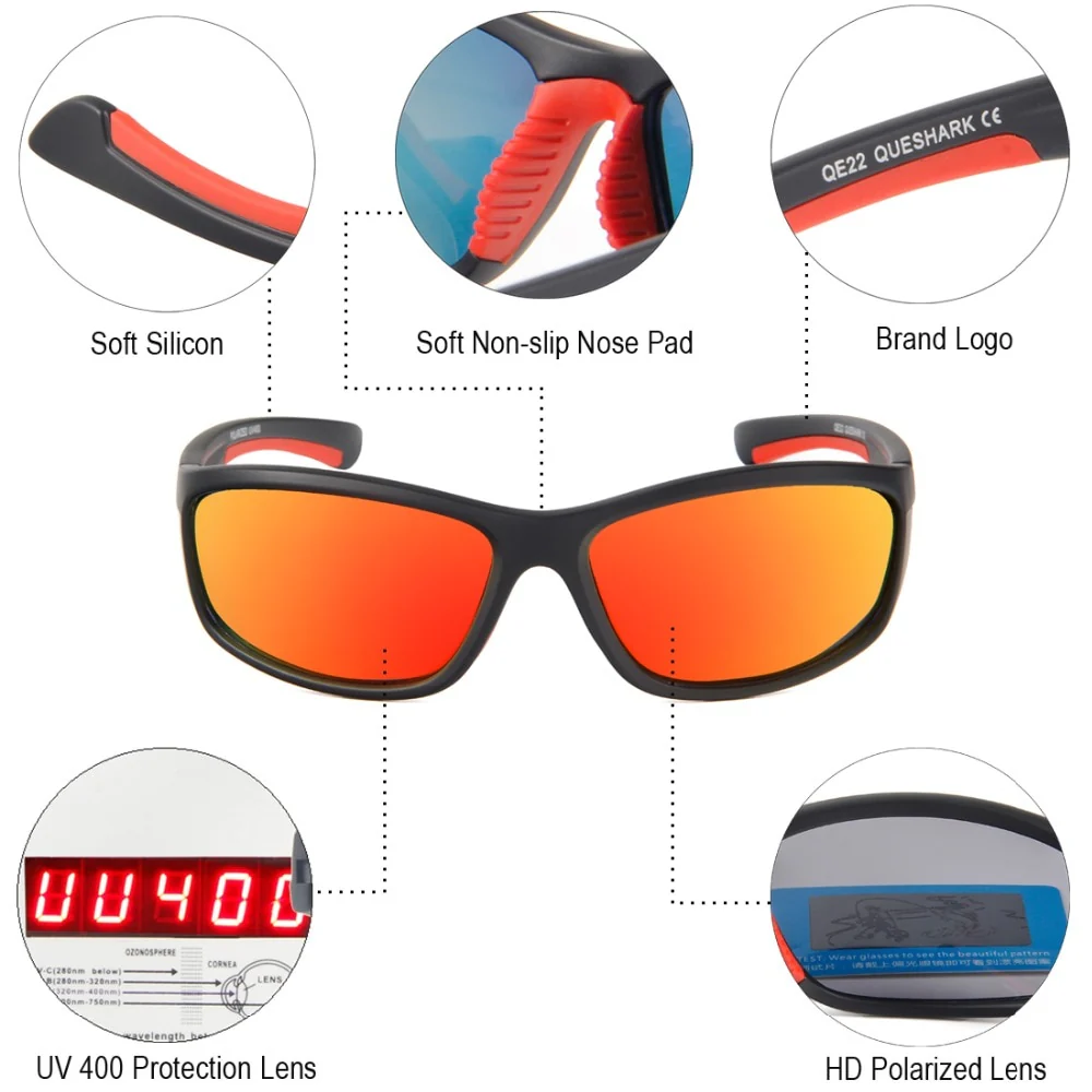 Queshark Polarized Fishing Sunglasses Men Women Climbing Camping Hiking Eyewear Fisherman Glasses UV400 Protection - Image 16