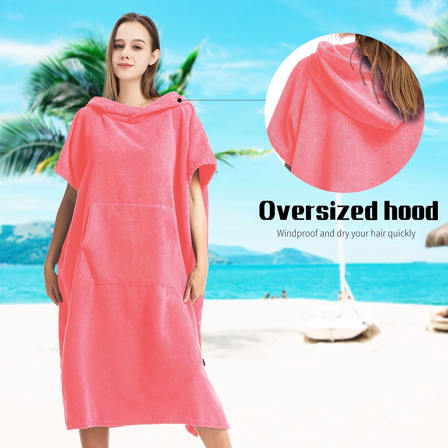 Quick Dry Hooded Towel Robe with Pocket for Swimming, Surfing, and Outdoor Activities - Unisex One Size - Image 5