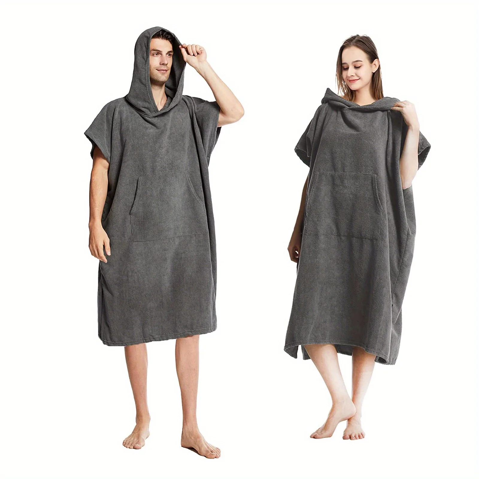 Quick Dry Hooded Towel Robe with Pocket for Swimming, Surfing, and Outdoor Activities - Unisex One Size - Image 7