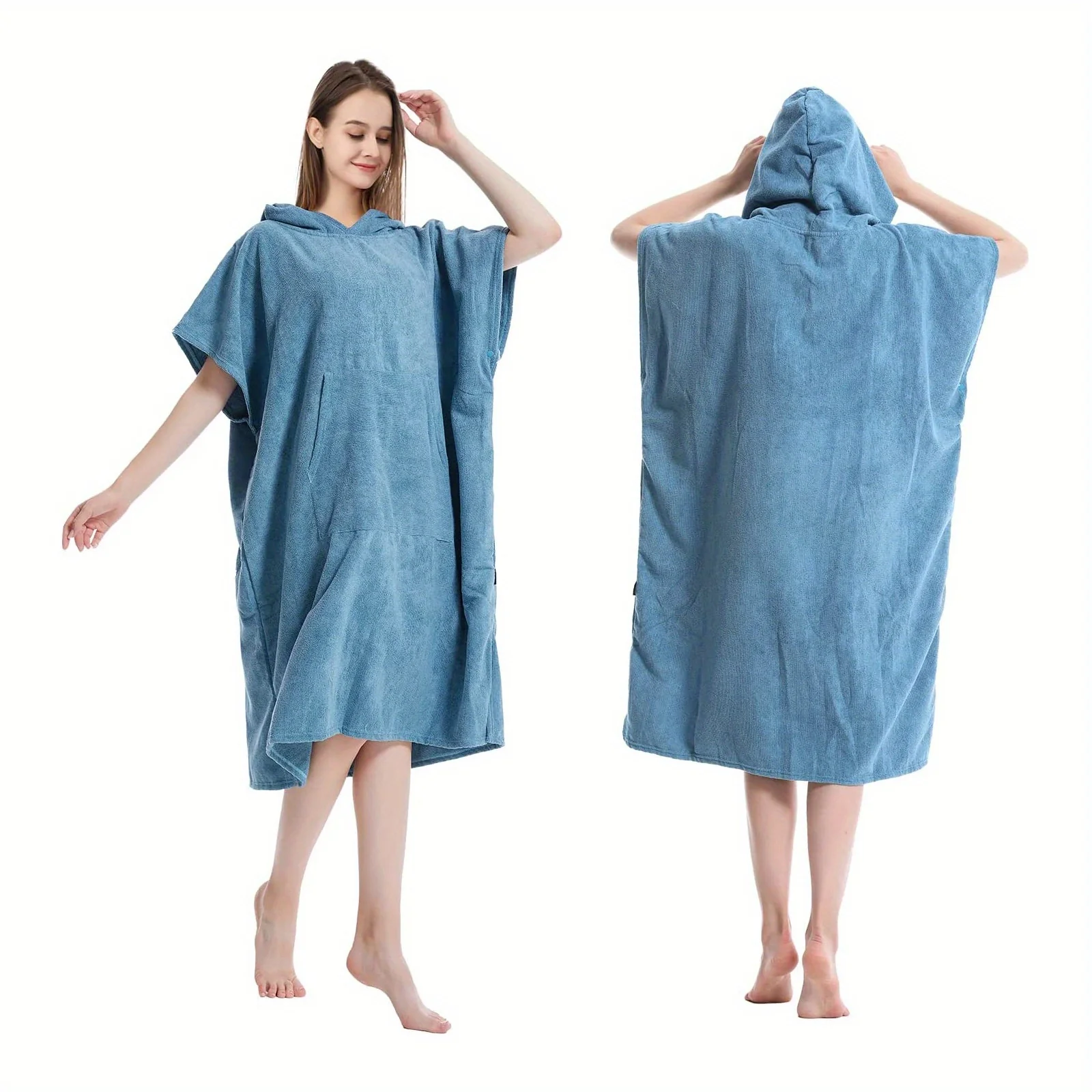 Quick Dry Hooded Towel Robe with Pocket for Swimming, Surfing, and Outdoor Activities - Unisex One Size - Image 8