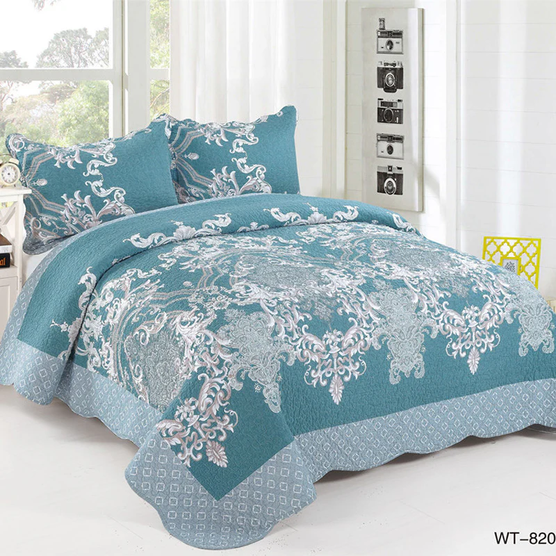 Quilting Queen Geometric Design Reversible Cotton 3 Pieces Bedsheet Comforter Set Bedding - Image 10