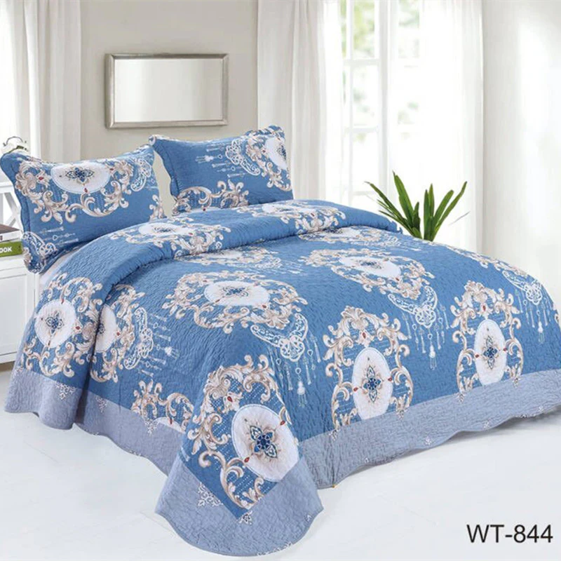 Quilting Queen Geometric Design Reversible Cotton 3 Pieces Bedsheet Comforter Set Bedding - Image 13
