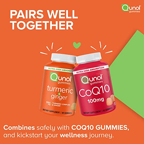 Qunol Turmeric and Ginger Gummies, Gummy with 500mg Turmeric + 50mg Ginger, Joint Support Supplement, Ultra High Absorption Tumeric and Ginger, Vegan, Gluten Free, 90ct Gummies - Image 4