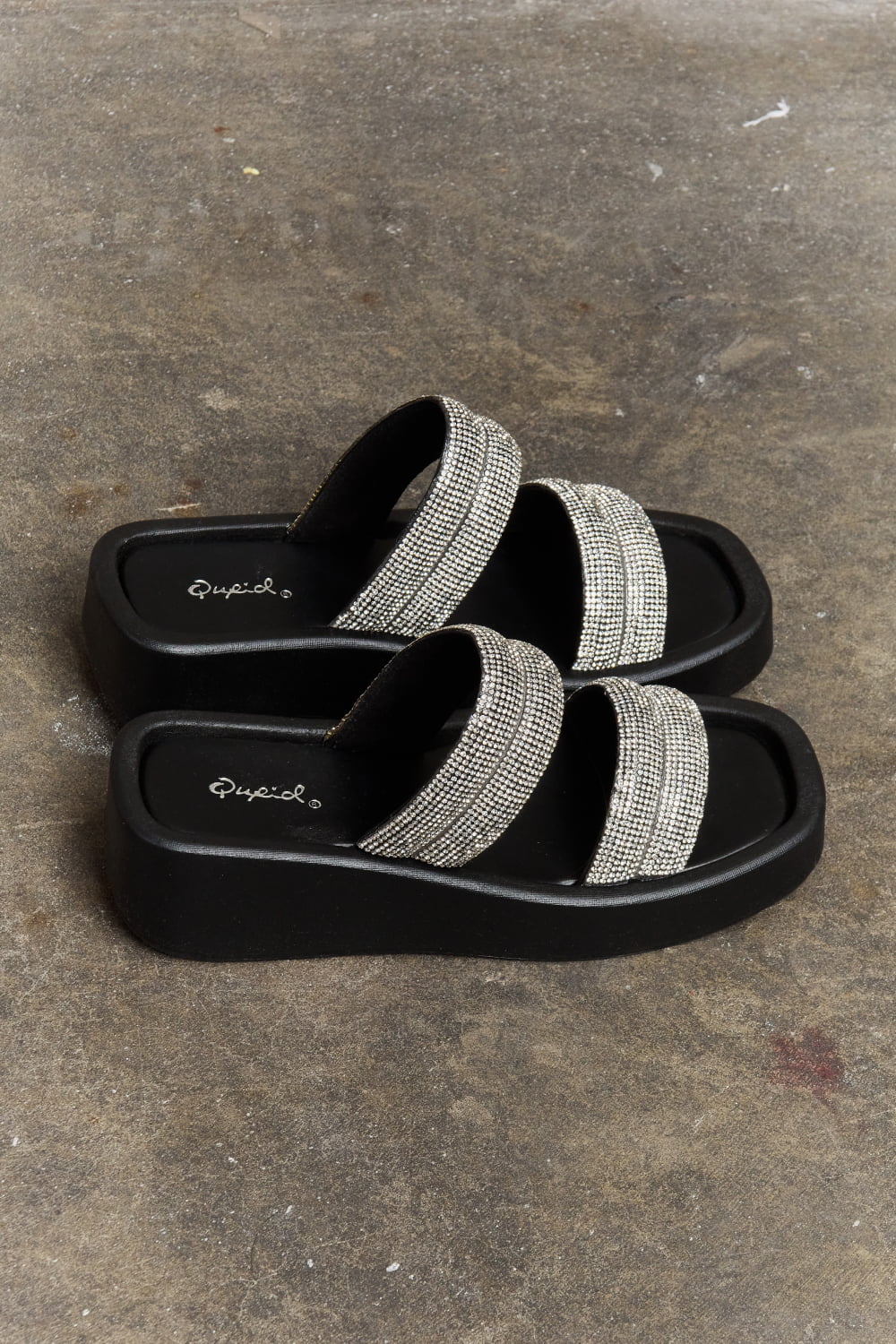 Qupid Bright Mind Platform Wedge Rhinestone Sandal - Image 6