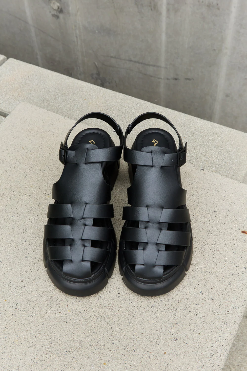 Qupid Platform Cage Stap Sandal in Black - Image 4
