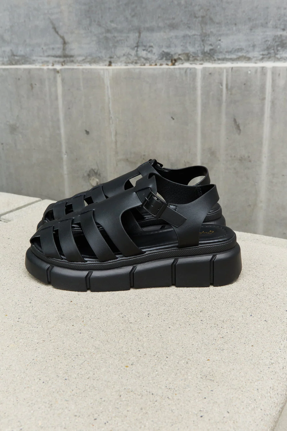 Qupid Platform Cage Stap Sandal in Black - Image 6