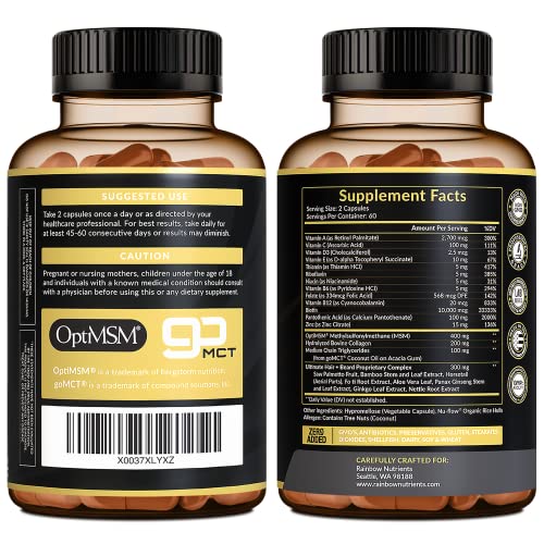 Rainbow Nutrients, LLC Hair + Beard Growth Vitamins for Men | Biotin 10,000mcg, Patented OptiMSM®, goMCT®, Saw Palmetto, Collagen | 60 Day Supply | Naturally Regrow Stronger, Thicker, Healthier Hair - Image 2