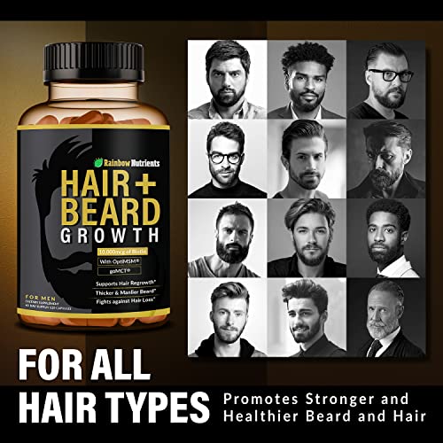 Rainbow Nutrients, LLC Hair + Beard Growth Vitamins for Men | Biotin 10,000mcg, Patented OptiMSM®, goMCT®, Saw Palmetto, Collagen | 60 Day Supply | Naturally Regrow Stronger, Thicker, Healthier Hair - Image 5