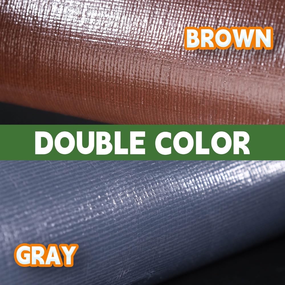 RAINDEWAY 20x30 Feet Super Heavy Duty Tarp 18 Mil, UV Resistant, Weatherproof, Multipurpose Waterproof Poly Tarp with Grommets and Reinforced Edges, Brown/Gray Tarp - Image 7