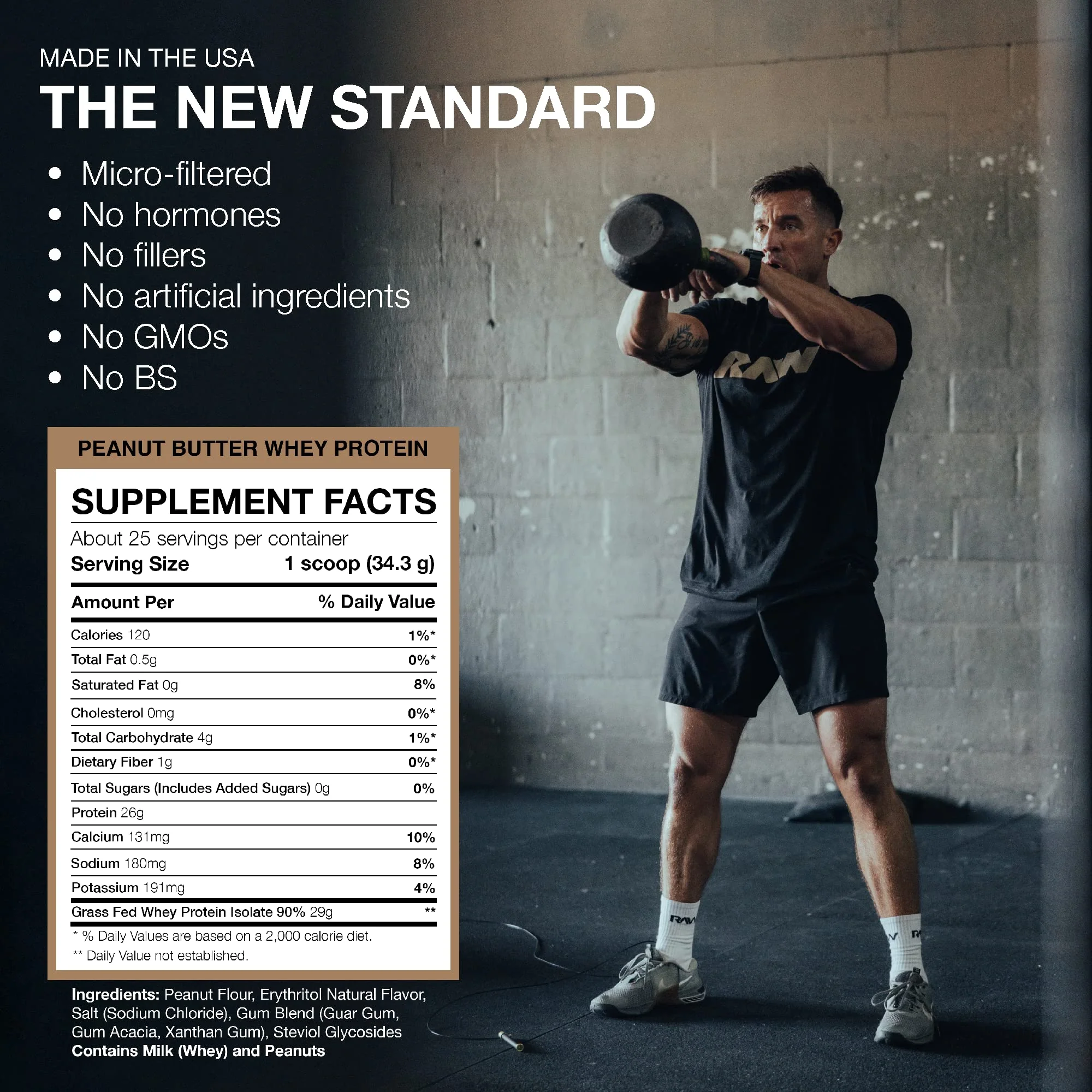 RAW Whey Isolate Protein Powder, Peanut Butter - 100% Grass-Fed Sports Nutrition Protein Powder for Muscle Growth & Recovery - Low-Fat, Low Carb, Naturally Flavored & Sweetened - 25 Servings - Image 4
