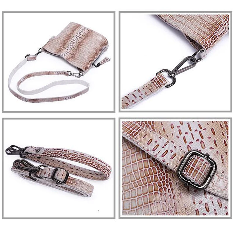 Real Leather Luxury Handbags Women Shiny Embossed Coating Bucket Shoulder Bags Fashion New - Image 4