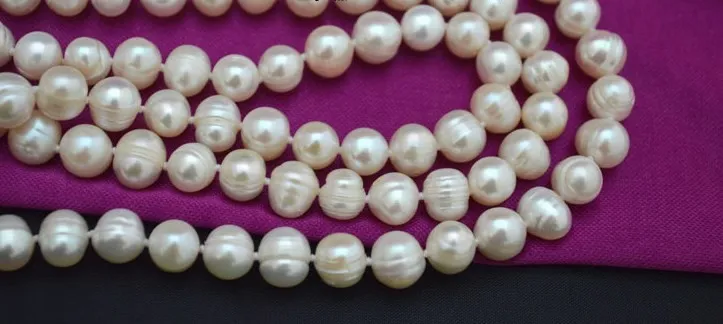 Real Pearls, Long Sweater Jewelry Winter/Spring/Summer/Autumn Pearl Necklace Knotted Costume Jewellery Cheap on Sale!!! - Image 4