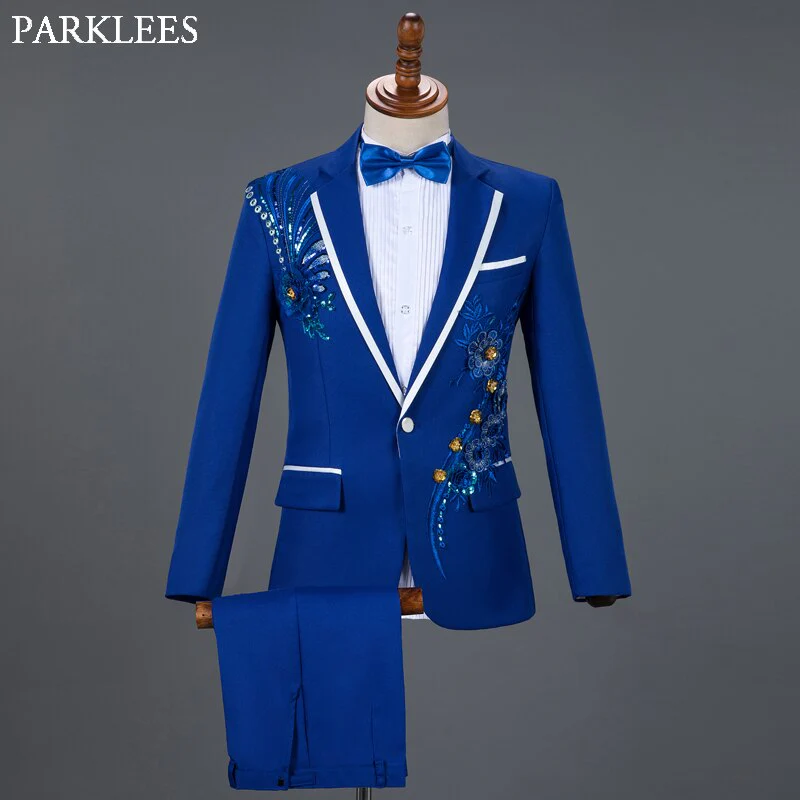 Red Diamond Floral Men Suits for Wedding Mens Suits 3 Piece Blazer+Pant+Bow Tie Fashion Tuxedo Men Suit Set Stage Costume Homme - Image 20