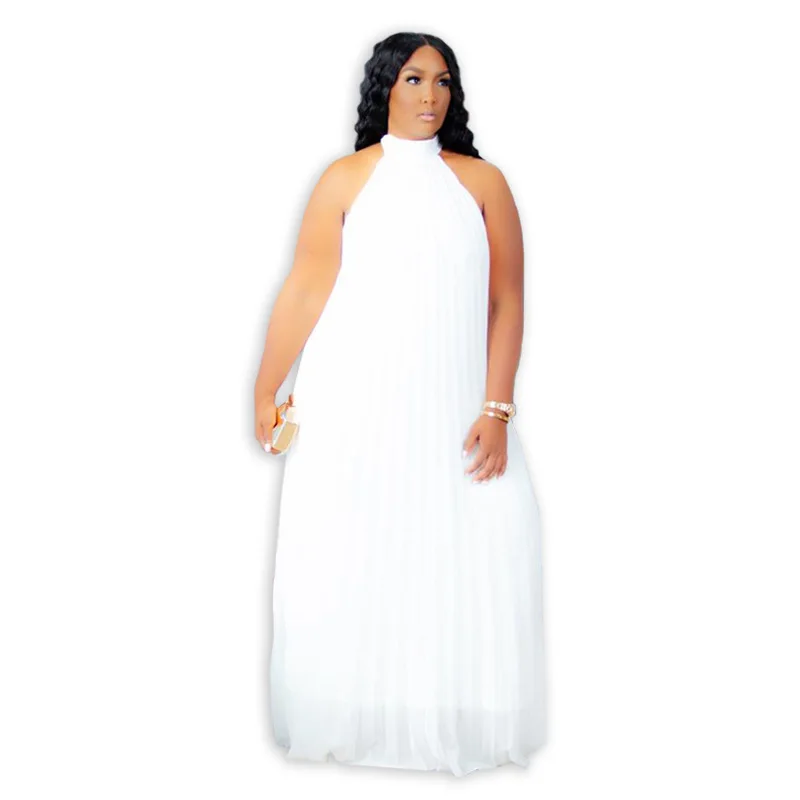 Red Plus Size Dresses 4XL 5XL Halter Long Loose Chiffon Outfits Pullover Sleeveless Evening Birthday Cocktail Party Gowns 2023 - Image 11