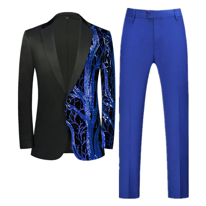 Red Sequin Blazer & Pants Set , Men's Shiny Party Outfit Suits for Weddings, Concerts & Festive Celebrations - Image 30