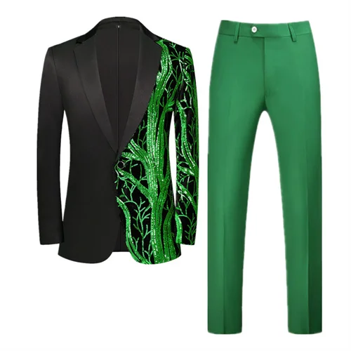 Red Sequin Blazer & Pants Set , Men's Shiny Party Outfit Suits for Weddings, Concerts & Festive Celebrations - Image 51