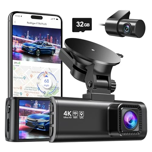 REDTIGER Dash Cam Front Rear, 4K/2.5K Full HD Dash Camera for Cars, Free 32GB Card, Built-in Wi-Fi GPS, 3.16” IPS Screen, Night Vision, 170°Wide Angle, WDR, 24H Parking Mode - Image 10