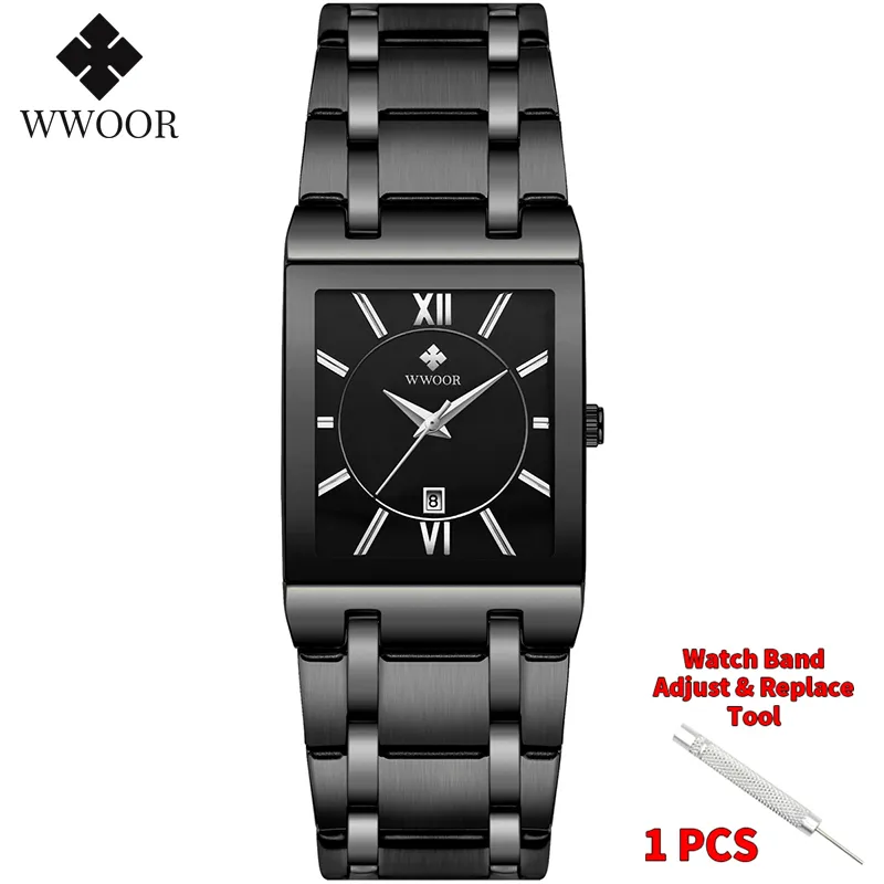 Relogio Masculino WWOOR Gold Watch Men Square Mens Watches Top Brand Luxury Golden Quartz Stainless Steel Waterproof Wrist Watch - Image 10