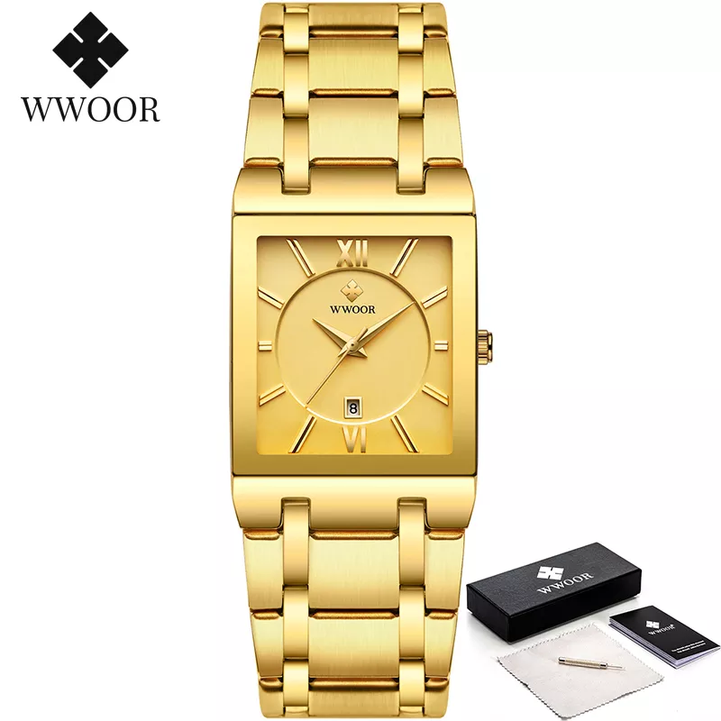 Relogio Masculino WWOOR Gold Watch Men Square Mens Watches Top Brand Luxury Golden Quartz Stainless Steel Waterproof Wrist Watch - Image 11