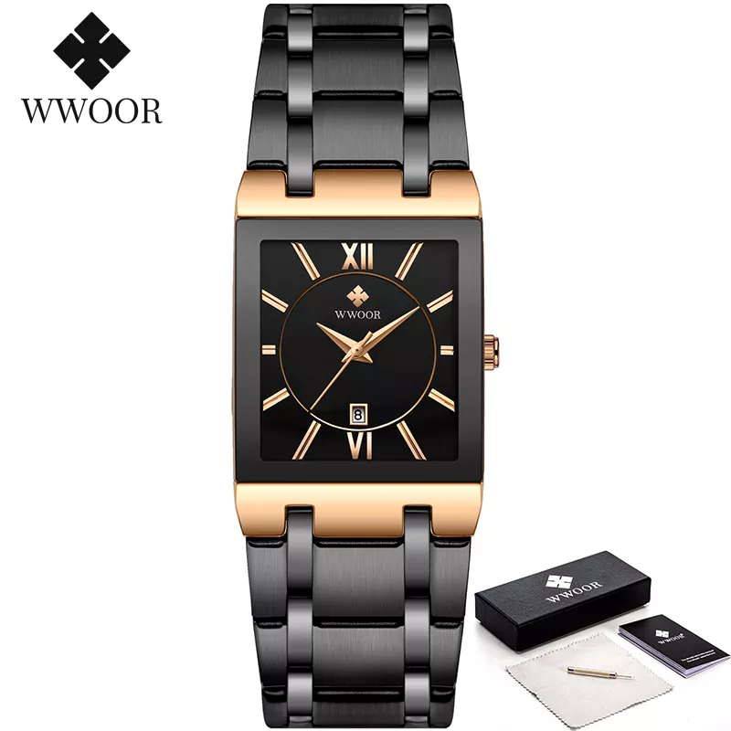 Relogio Masculino WWOOR Gold Watch Men Square Mens Watches Top Brand Luxury Golden Quartz Stainless Steel Waterproof Wrist Watch - Image 13