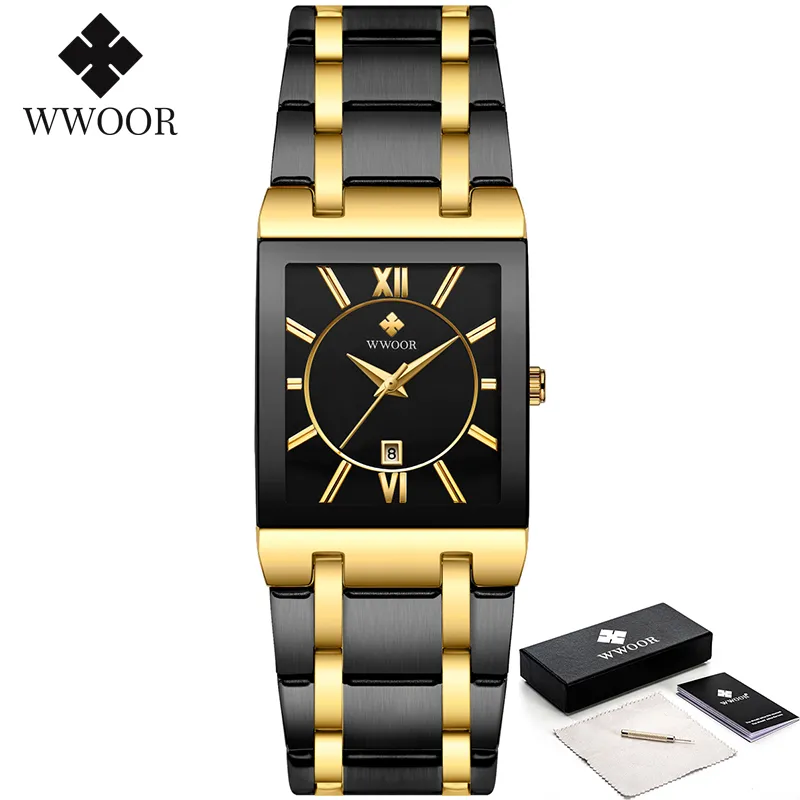 Relogio Masculino WWOOR Gold Watch Men Square Mens Watches Top Brand Luxury Golden Quartz Stainless Steel Waterproof Wrist Watch - Image 15