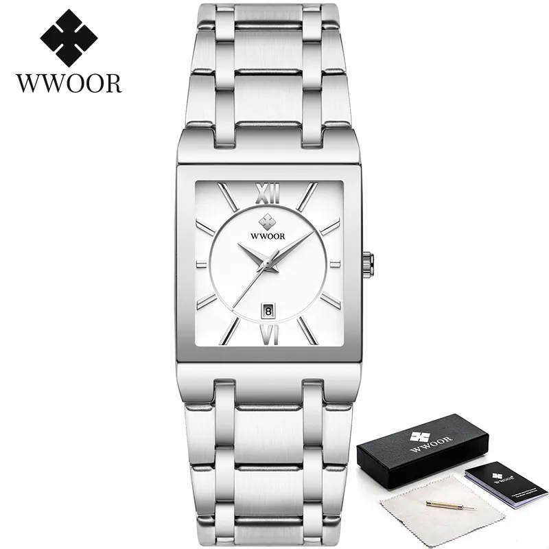 Relogio Masculino WWOOR Gold Watch Men Square Mens Watches Top Brand Luxury Golden Quartz Stainless Steel Waterproof Wrist Watch - Image 16