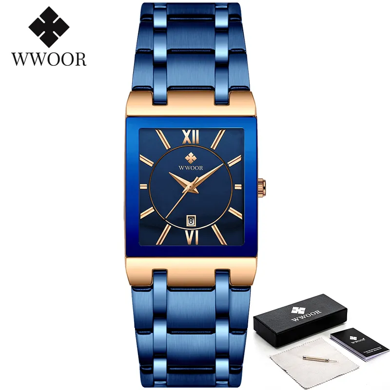 Relogio Masculino WWOOR Gold Watch Men Square Mens Watches Top Brand Luxury Golden Quartz Stainless Steel Waterproof Wrist Watch - Image 19