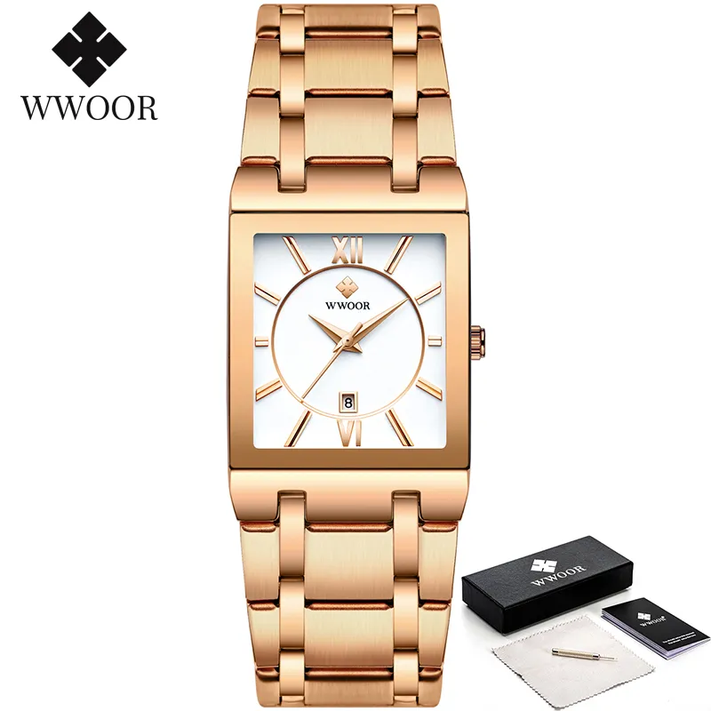 Relogio Masculino WWOOR Gold Watch Men Square Mens Watches Top Brand Luxury Golden Quartz Stainless Steel Waterproof Wrist Watch - Image 21