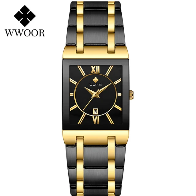 Relogio Masculino WWOOR Gold Watch Men Square Mens Watches Top Brand Luxury Golden Quartz Stainless Steel Waterproof Wrist Watch - Image 24