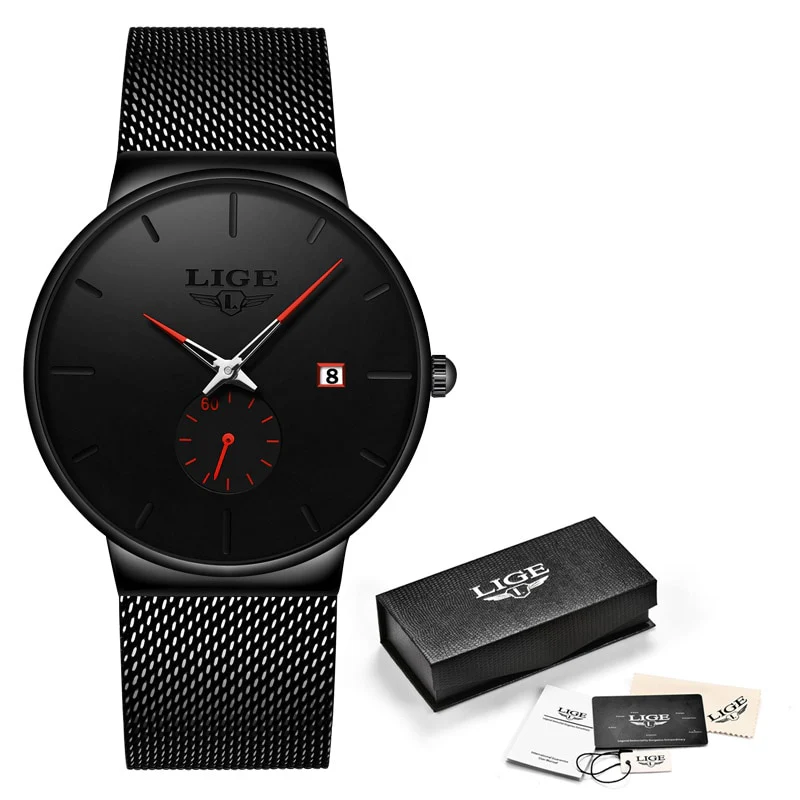 Relojes Hombre LIGE New Mesh Steel Men Watches Top Brand Luxury Ultra-thin Waterproof Quartz Watch Men Casual Sport Quartz Clock - Image 2