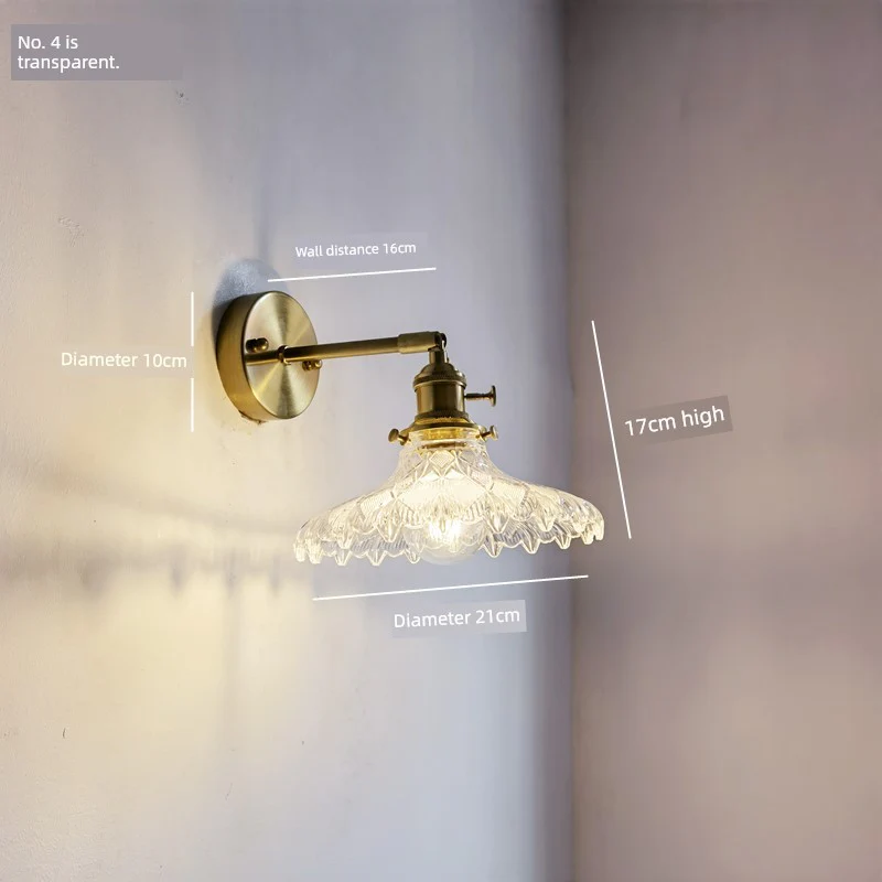 Retro Brass Green Glass Bedroom Style Wall Lamp - Image 17