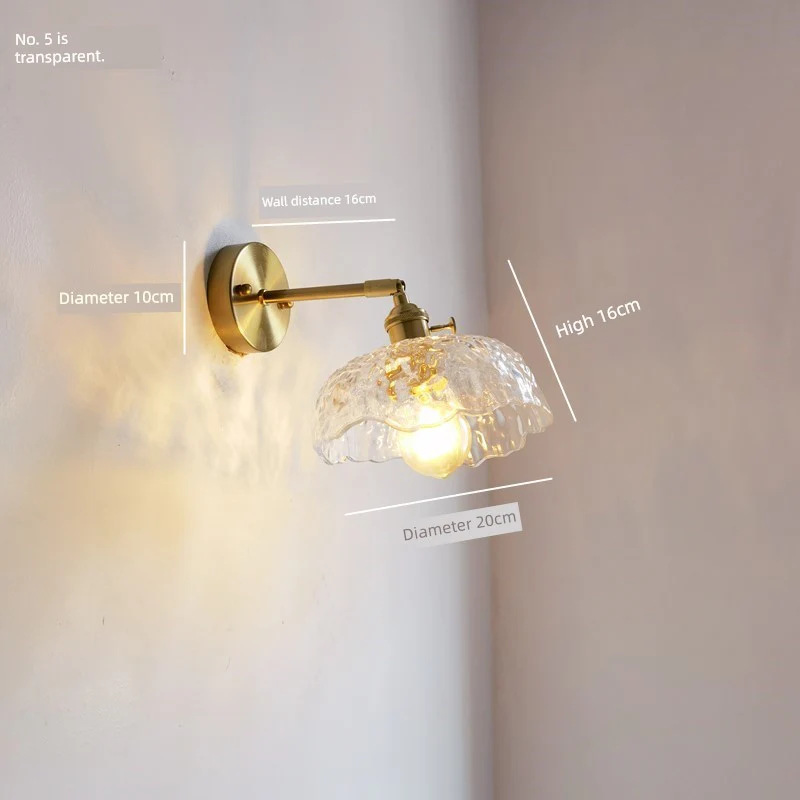 Retro Brass Green Glass Bedroom Style Wall Lamp - Image 19