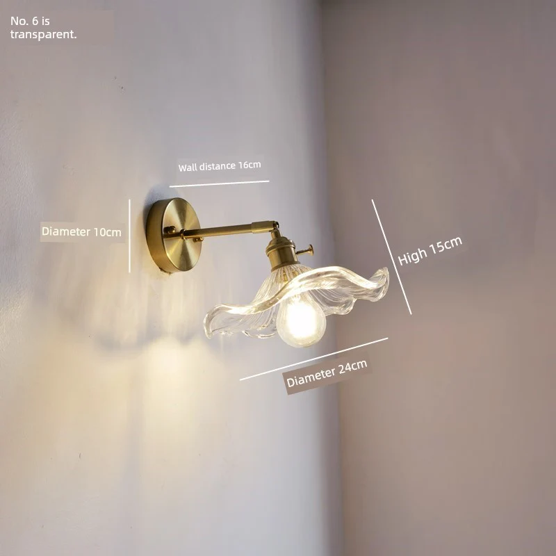 Retro Brass Green Glass Bedroom Style Wall Lamp - Image 21
