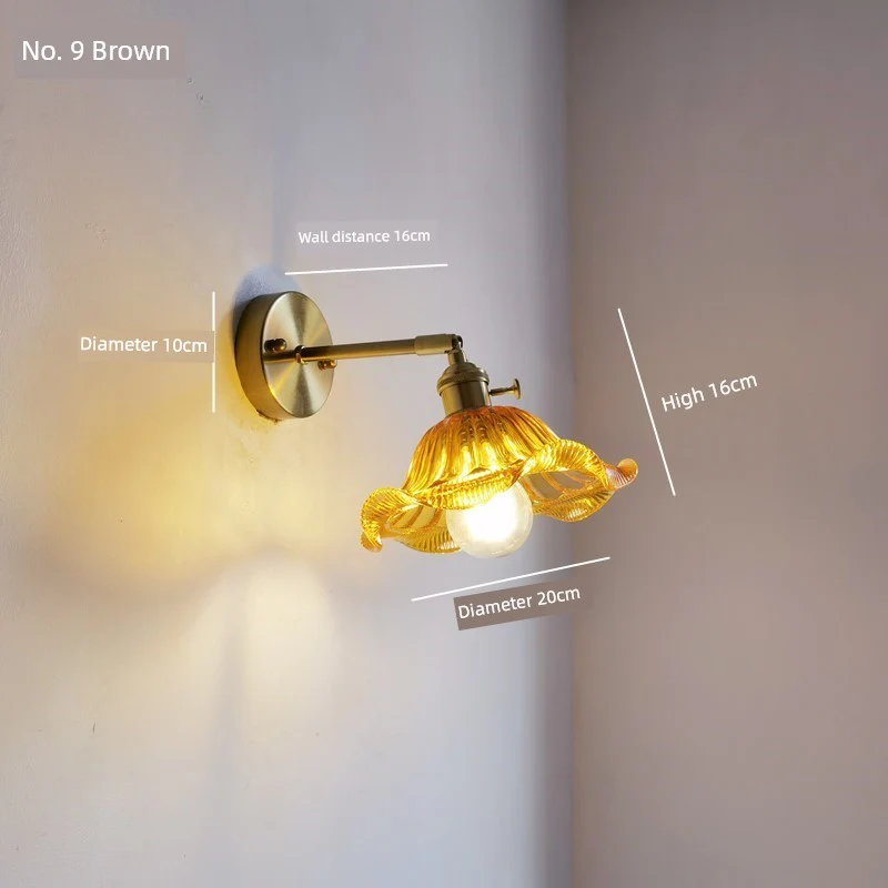 Retro Brass Green Glass Bedroom Style Wall Lamp - Image 29