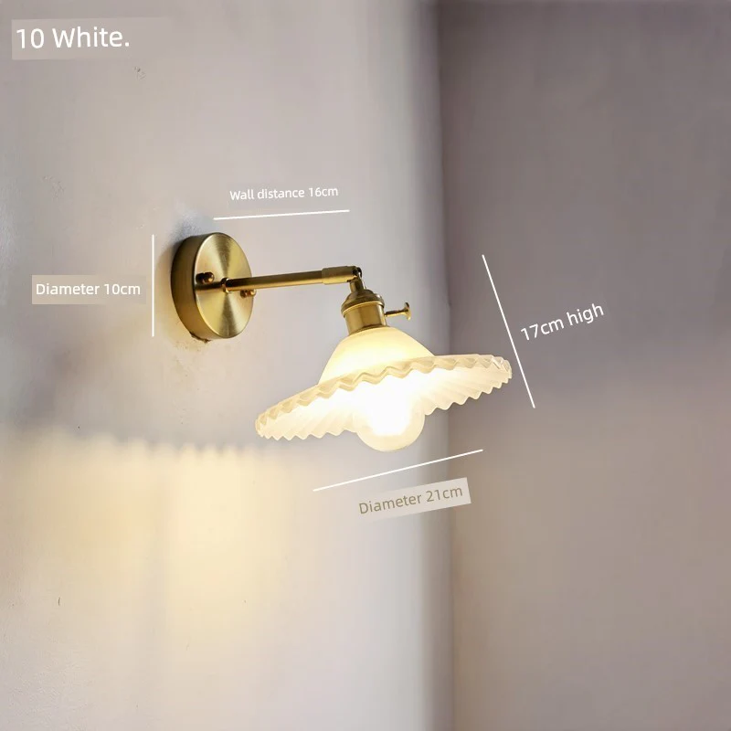 Retro Brass Green Glass Bedroom Style Wall Lamp - Image 32