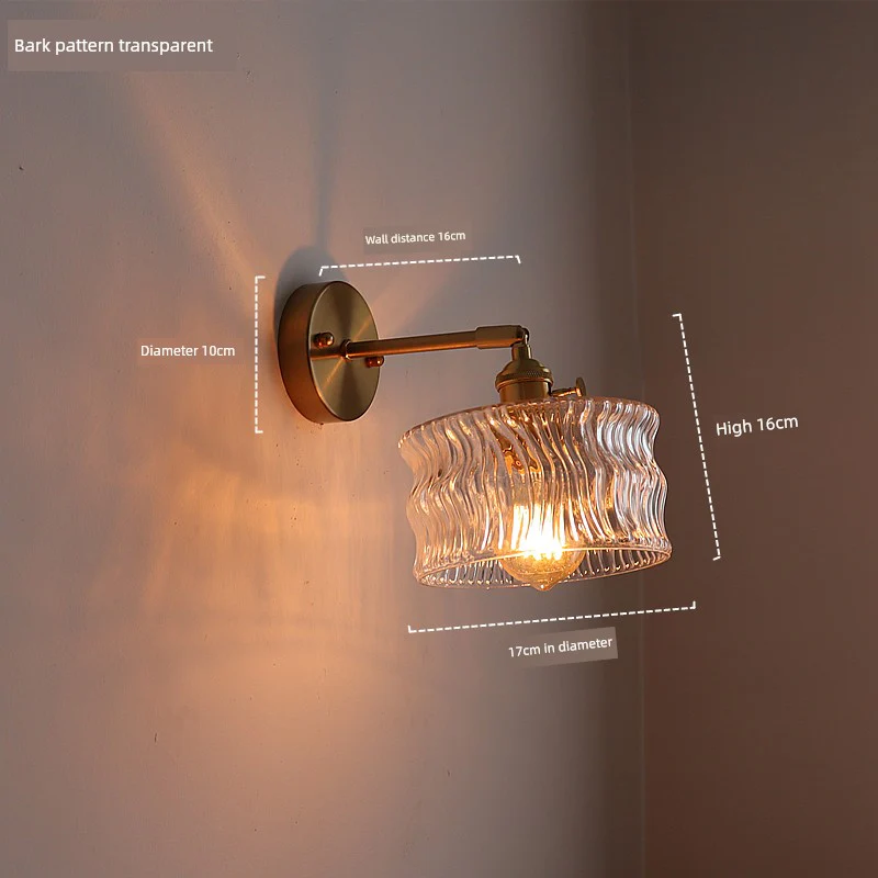 Retro Brass Green Glass Bedroom Style Wall Lamp - Image 7