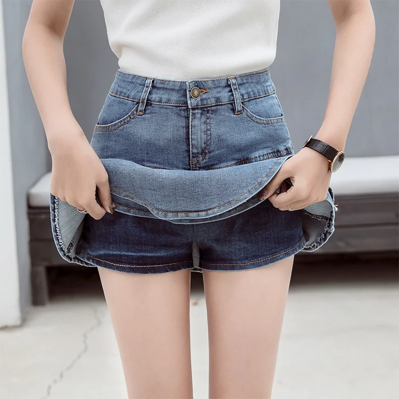 Retro Denim Shorts Skirt Women Summer 2020 Streetwear Ladies Short Skirts Jeans Casual All Match Elastic Ball Gown Saia Female - Image 7