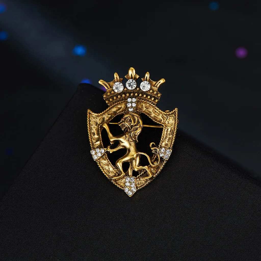 Retro Lion Shield Crown Animal Brooches Fashion Men's Suit Shirt Collar Needle Badge Lapel Pins Jewelry Men Clothing Accessories - Image 14