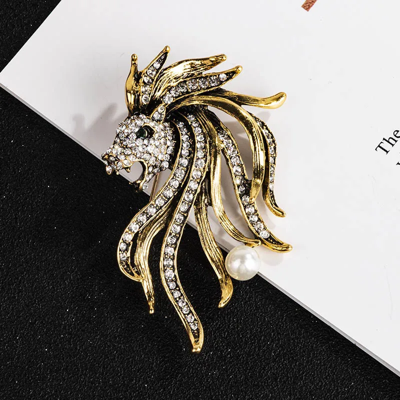 Retro Lion Shield Crown Animal Brooches Fashion Men's Suit Shirt Collar Needle Badge Lapel Pins Jewelry Men Clothing Accessories - Image 9