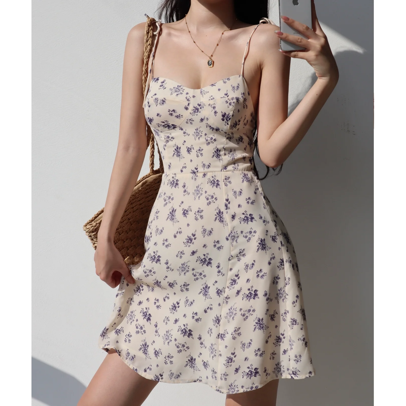 Retro Maiden Fresh Floral Slim-Fitting Slip Dress - Image 5