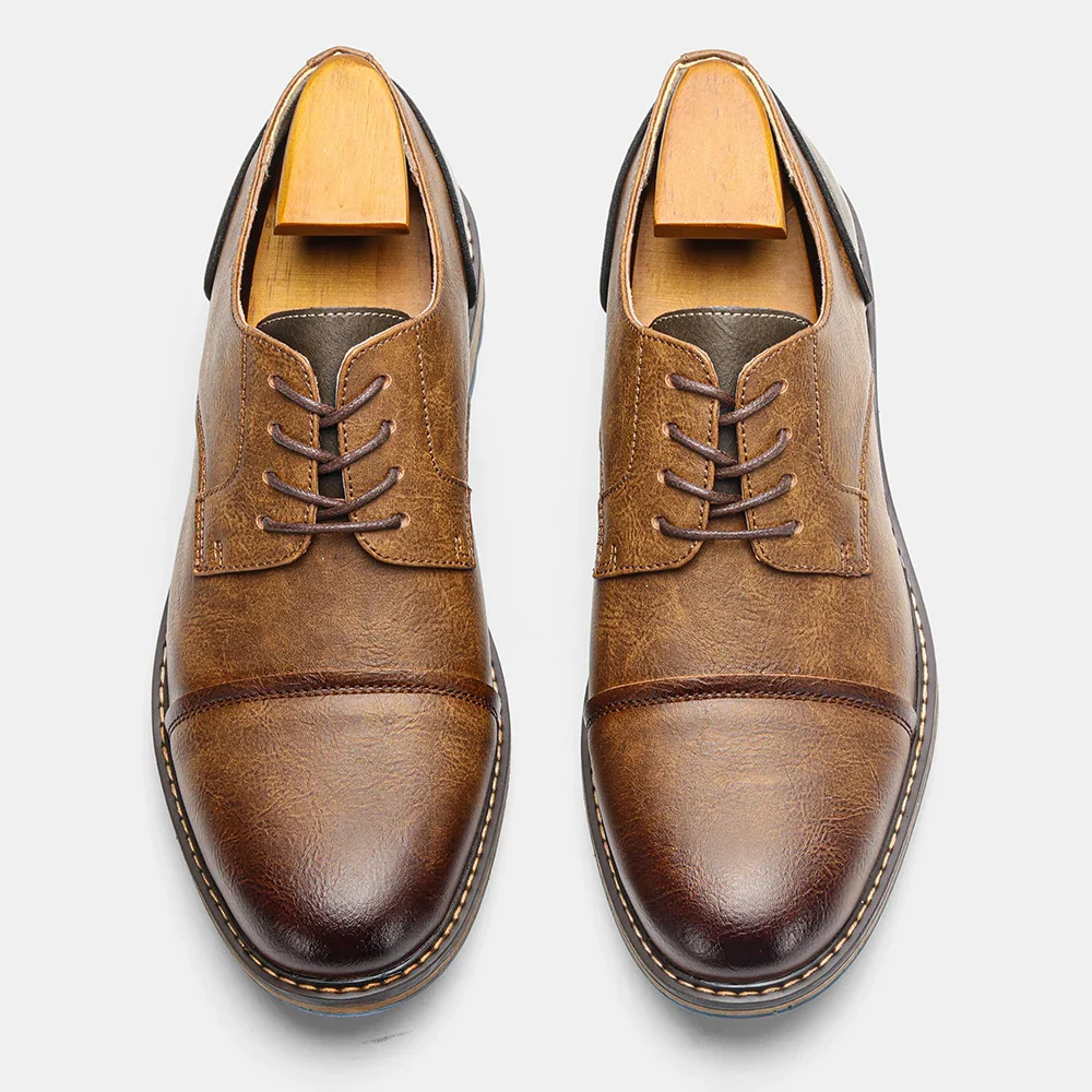 Retro Men's Casual Derby Shoes 2025 Fashion Leather Footwear New Style Men's Slip-On Comfortable Men Shoes - Image 10