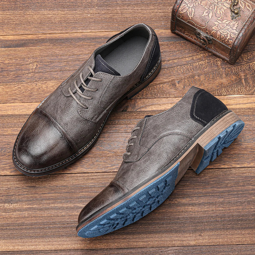 Retro Men's Casual Derby Shoes 2025 Fashion Leather Footwear New Style Men's Slip-On Comfortable Men Shoes - Image 14